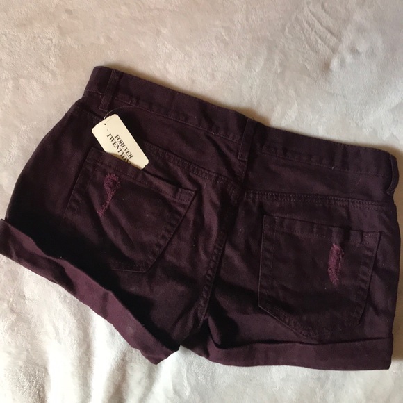 Forever 21 MAROON denim shorts - Picture 3 of 4